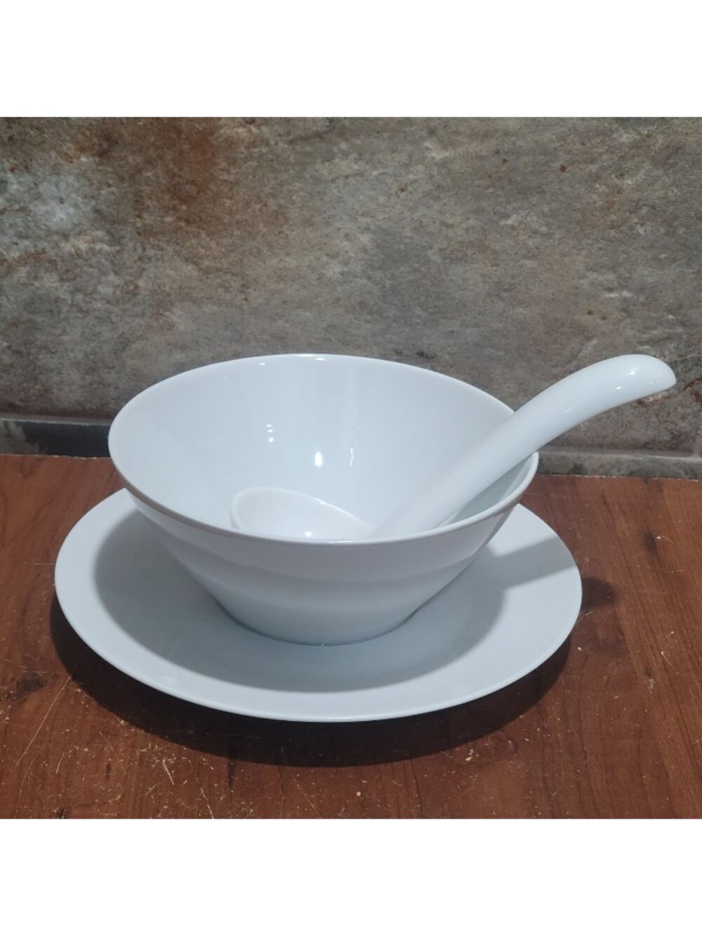 Vintage Harmony House Soup Bowl Set Bowl Saucer Spoon Moonglow Japan